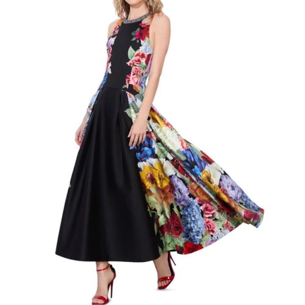 Alice and Olivia Adley Floral Panel Midi Dress